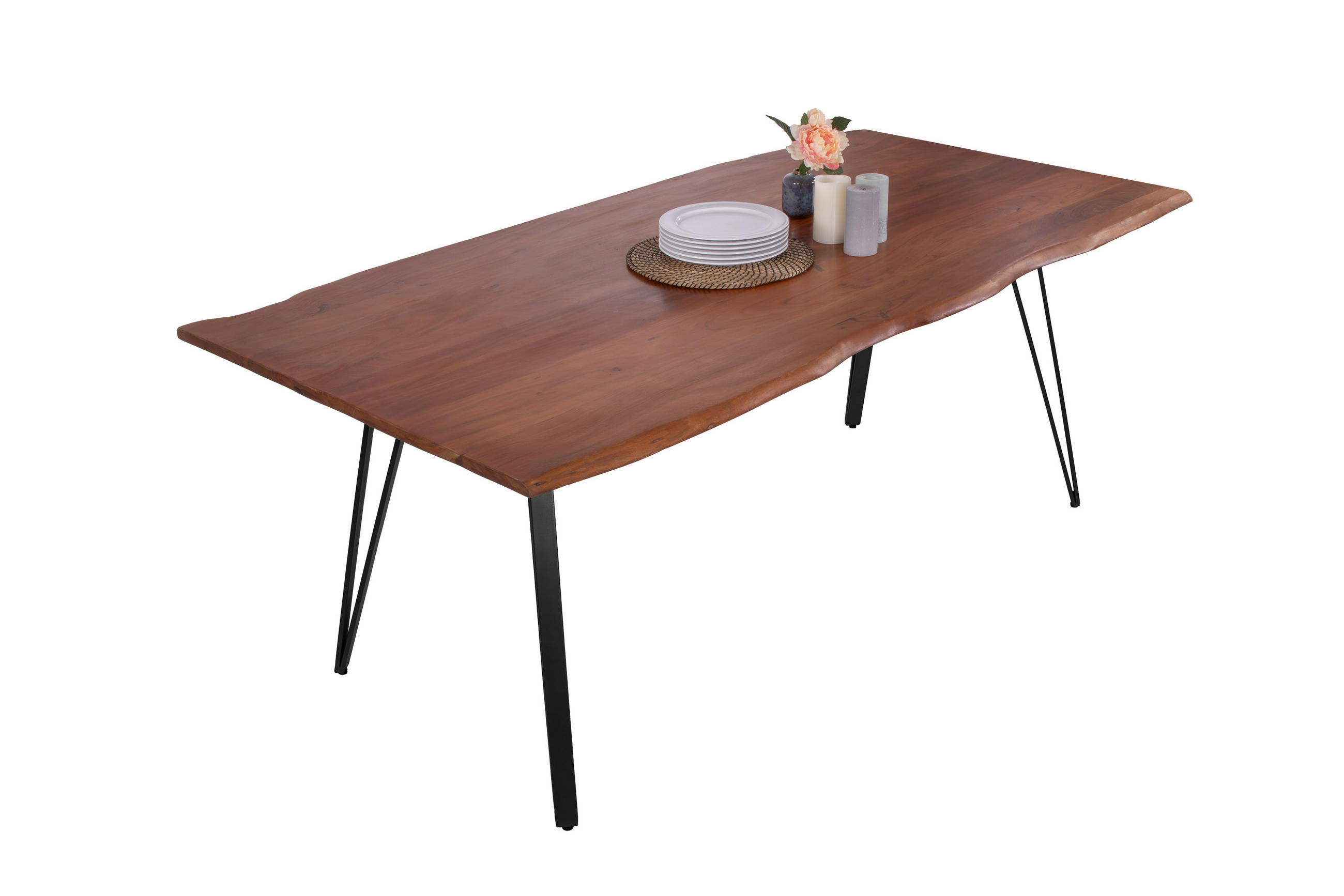 ESSTISCH CELIA - Schwarz/Braun, Holz/Metall (90/180/77cm) - SAM