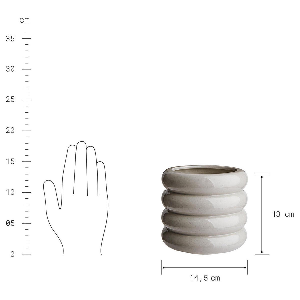 BLUMENTOPF Hoop - Grau, Keramik (13cm) - Butlers