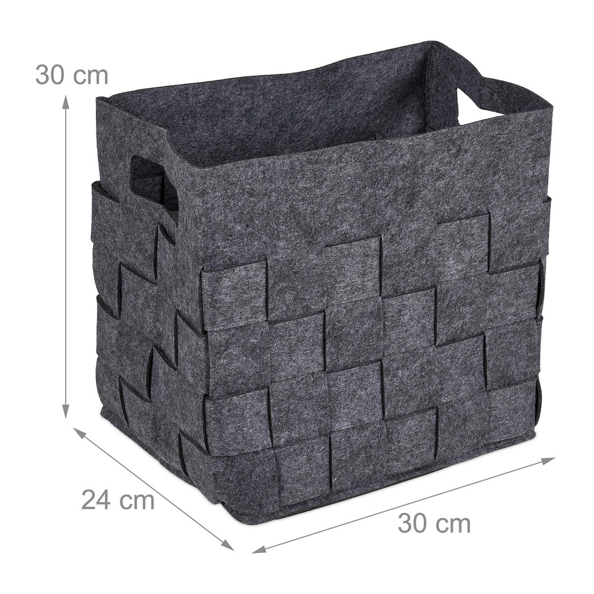 2XAUFBEWAHRUNGSKORB - Grau, Textil (30/30/24cm) - Relaxdays