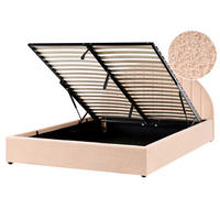 BETT mit Stauraum 160/200 cm Pfirsichrosa Chadenet - Pink, Textil (160/200cm) - Beliani