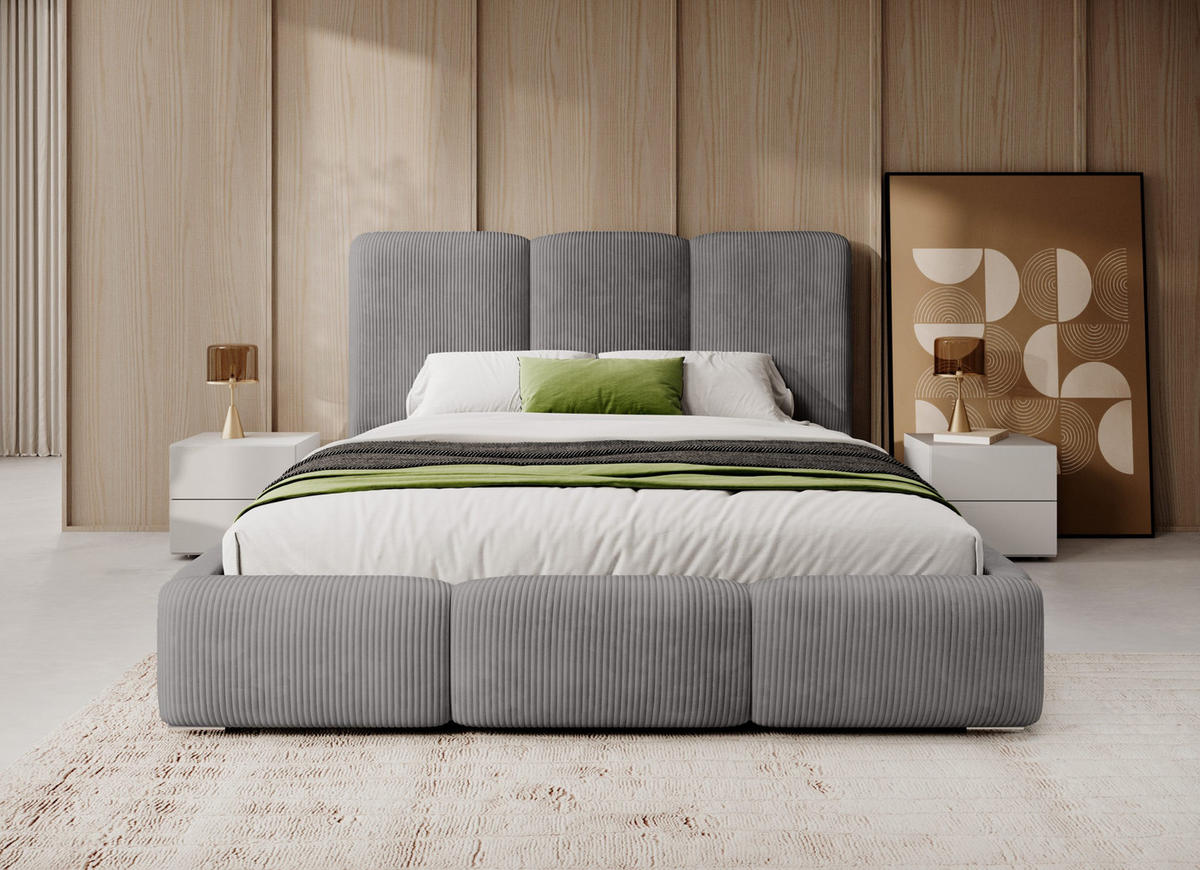 POLSTERBETT Doppelbett Walmer 140x200 cm Grau - Grau, Textil (140/200cm) - Fedve