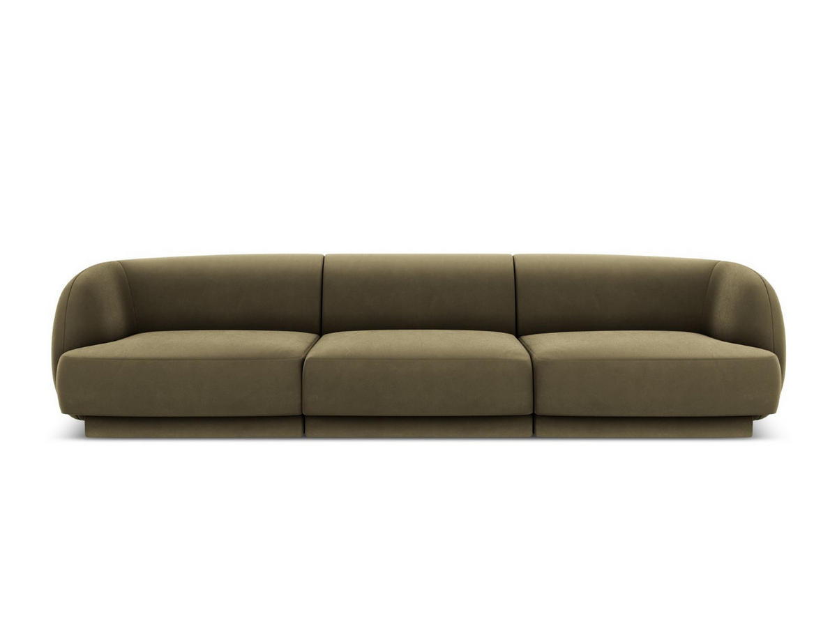 SOFA Miley aus Samt grün 3 Sitzplätze - Grün, Textil (90/70/255cm) - Micadoni