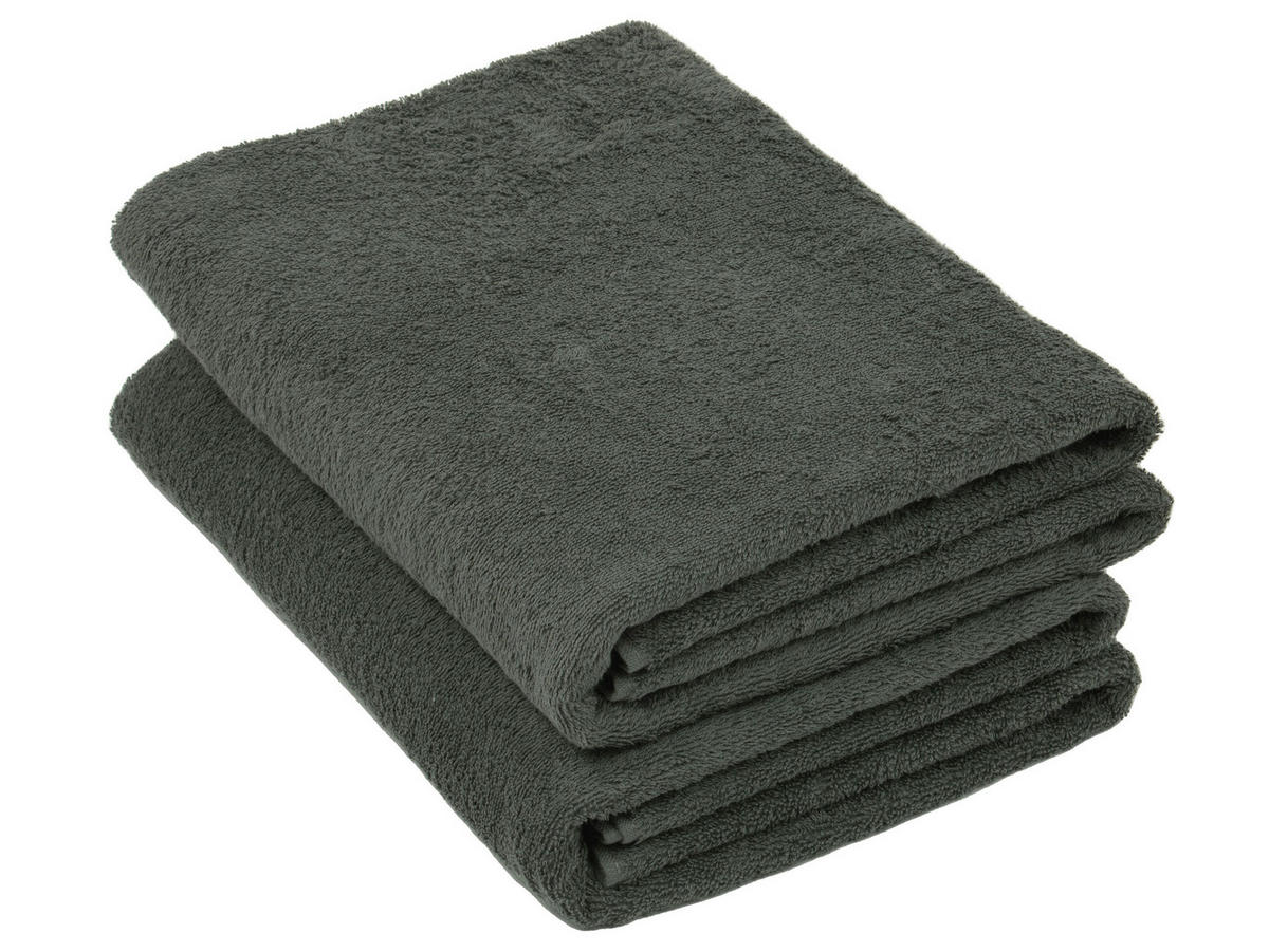 BADETUCH, 2er-Set, 100x150 cm, 100% Baumwolle, Grau - Anthrazit, Textil (100/150cm) - Zollner