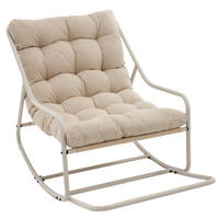 SCHAUKELSTUHL,SCHAUKELSESSEL mit Fußstütze, gepolstertem Kissen,Beige - Beige, Kunststoff/Metall (75/82/116cm) - LVHOM