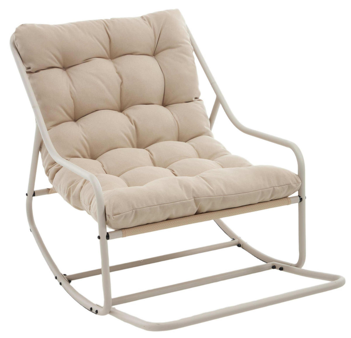 SCHAUKELSTUHL,SCHAUKELSESSEL mit Fußstütze, gepolstertem Kissen,Beige - Beige, Kunststoff/Metall (75/82/116cm) - LVHOM