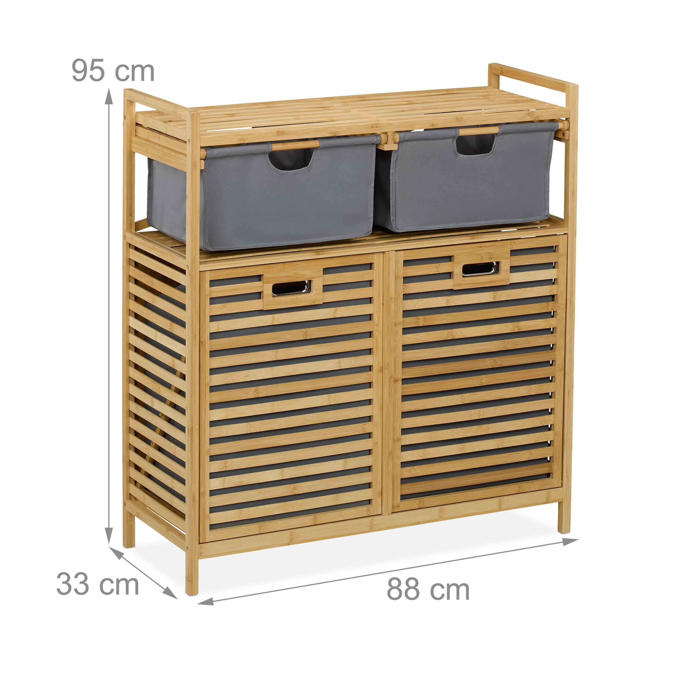 Thumbnail - Relaxdays Wäschekorb, Hellbraun, Holz, Textil, 88x95x33 cm, Ordnen & Aufbewahren, Wäschekörbe & Tonnen