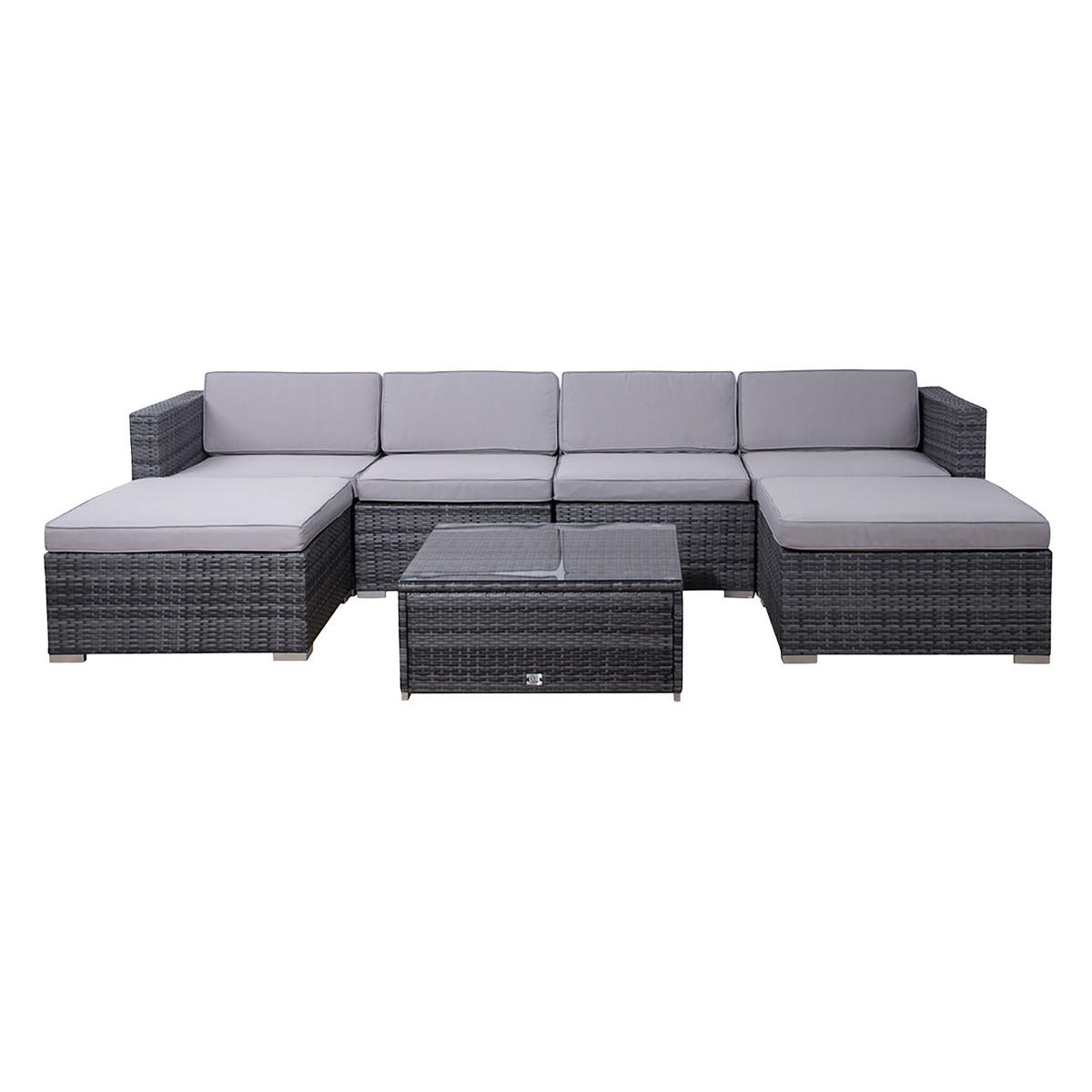 LUGANO Polyrattan Lounge Grau - Grau, Kunststoff - SVITA