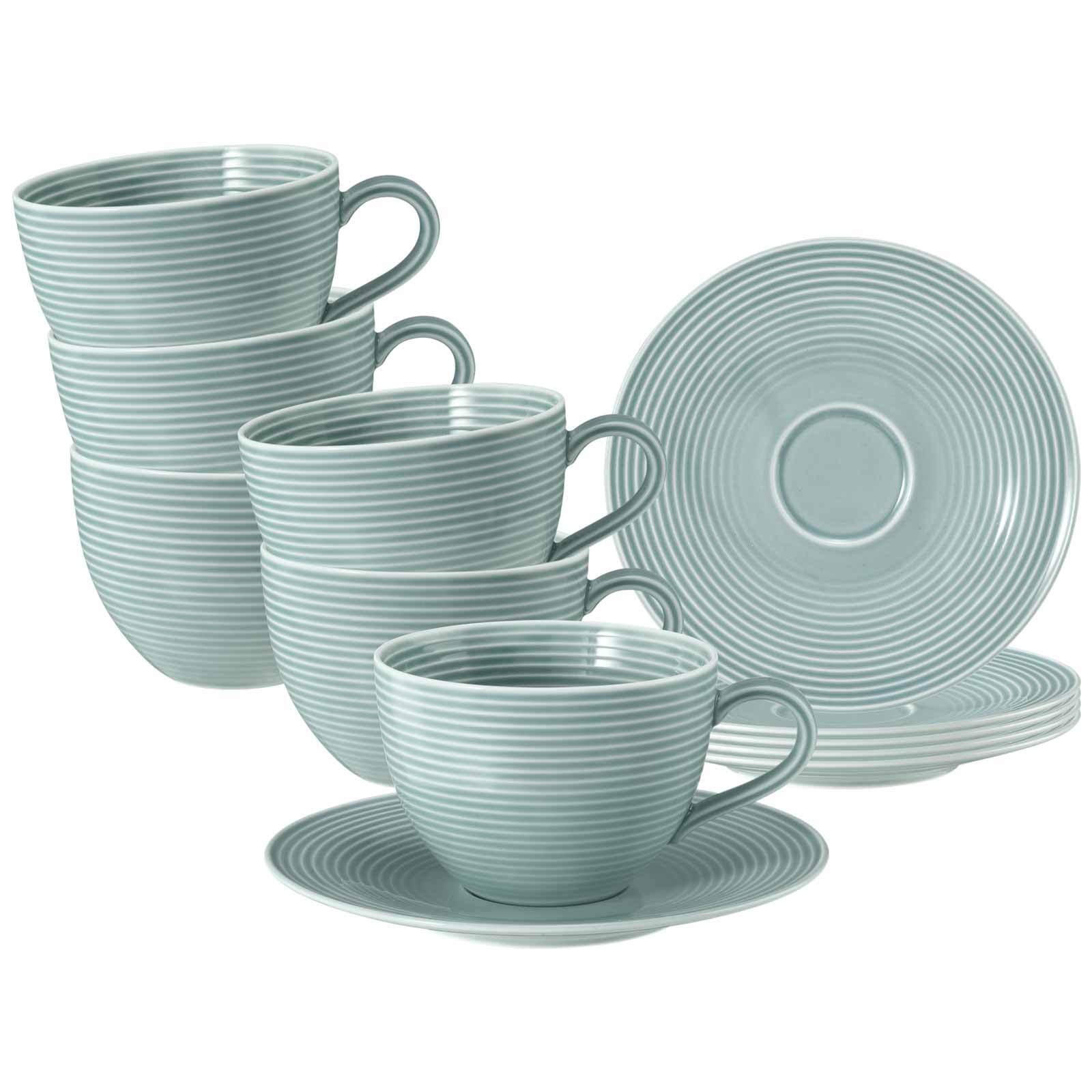 TEETASSEN MIT UNTERTASSEN Beat Color Glaze Arktisblau 140 ml 6er Set - Blau, Keramik (13.7/6/13.7cm) - Seltmann Weiden