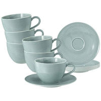 MILCHKAFFEETASSEN MIT UNTERTASSEN Beat Color Glaze Arktisblau 350 ml 6er Set - Blau, Keramik (16.7/9.3/16.7cm) - Seltmann Weiden