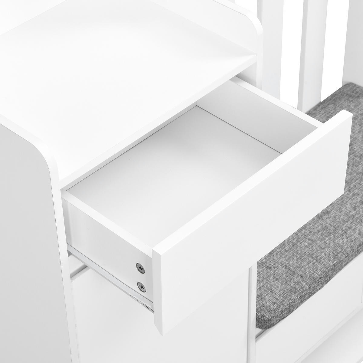 SCHUHSCHRANK aus MDF 180x100x35cm in Weiß mit Sitzbank & Stecktafel - Weiß, Holzwerkstoff (100/180/35cm) - Modfu