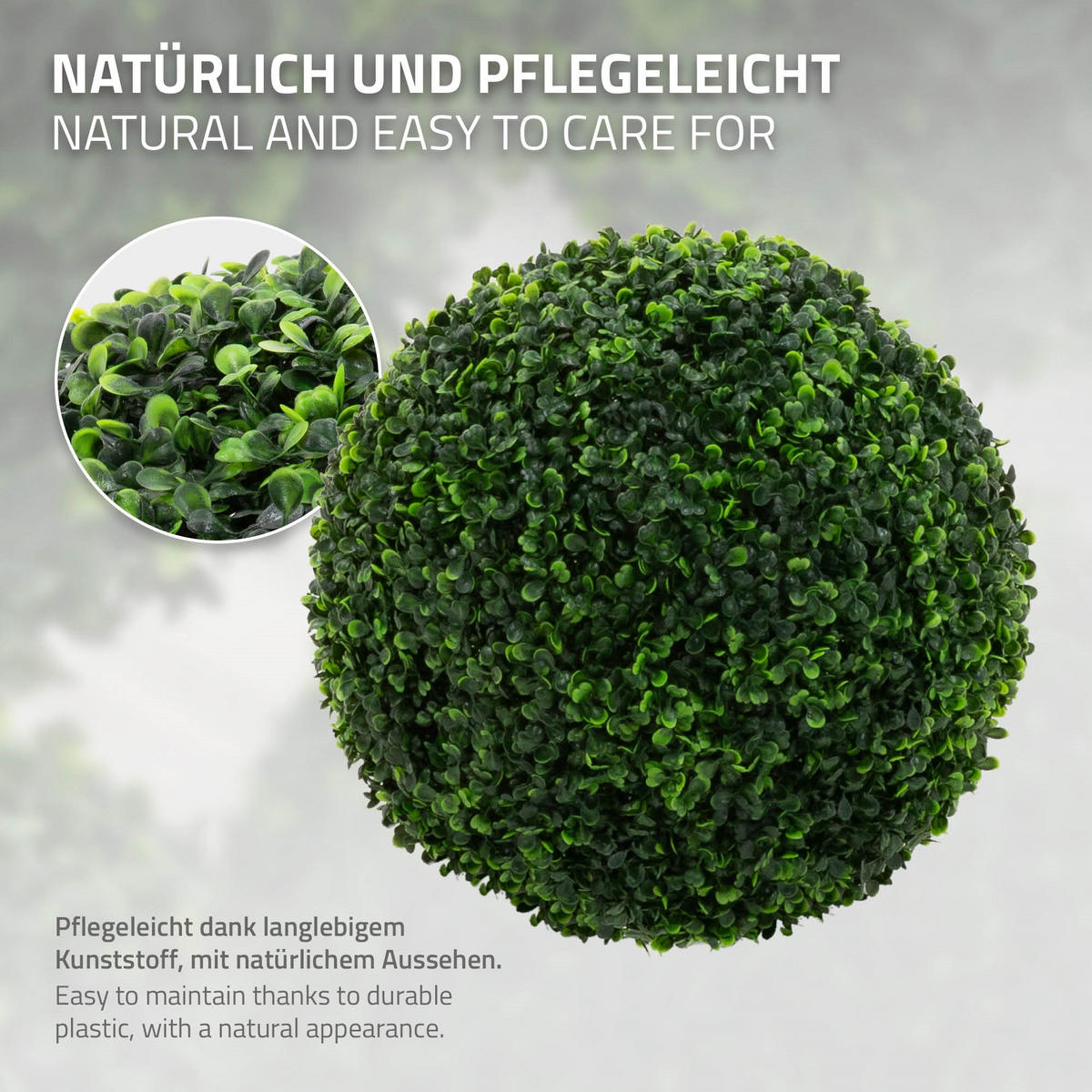UMĚLÁ ZIMOLEZOVÁ KOULE, sada 2 ks, velká Ø 45 cm, zelená, z plastu - zelená barva, textil/plast (35cm) - ML-DESIGN