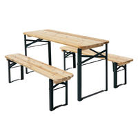 KINDERSITZGARNITUR OUTDOOR mit Stahlgestell Tannenholz Braun - Braun, Metall - ML-DESIGN