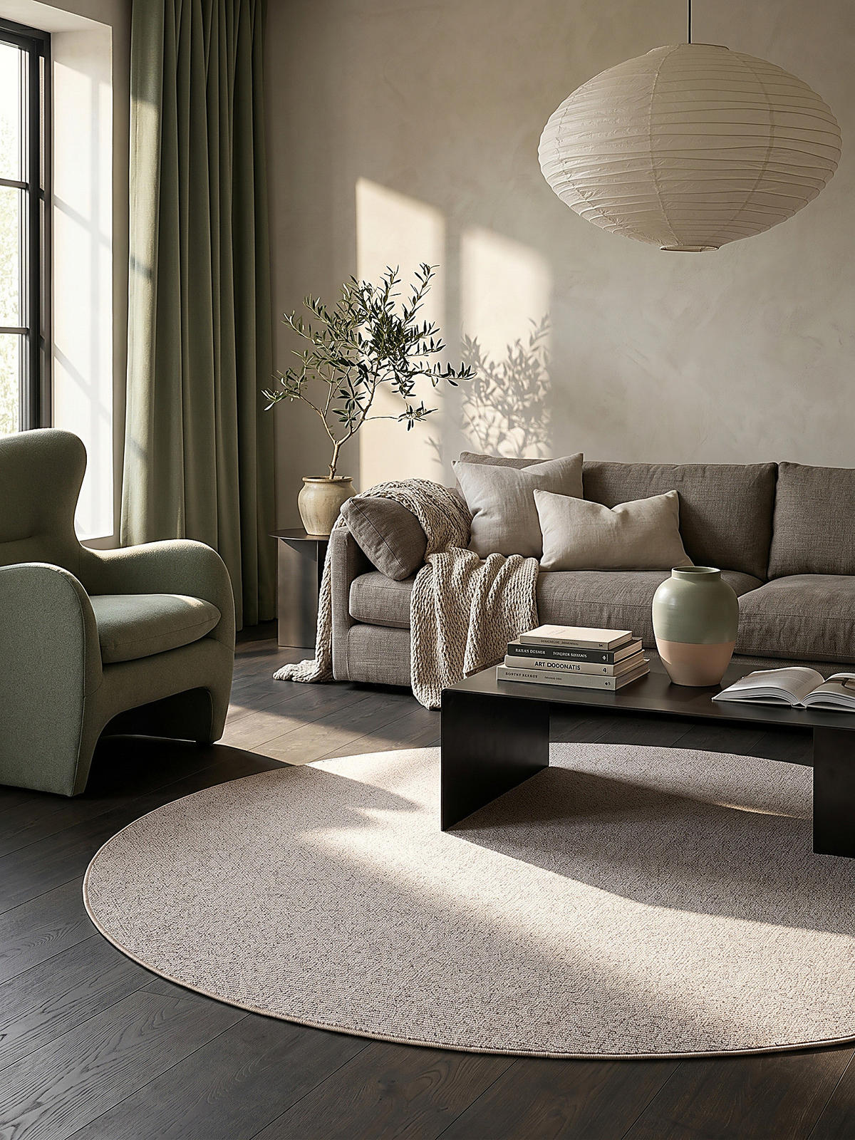 TEPPICH Niederflor Uni COLFOSCO Polypropylen Beige 133 x 133 cm - Beige, Textil (133/133cm) - KADIMA DESIGN