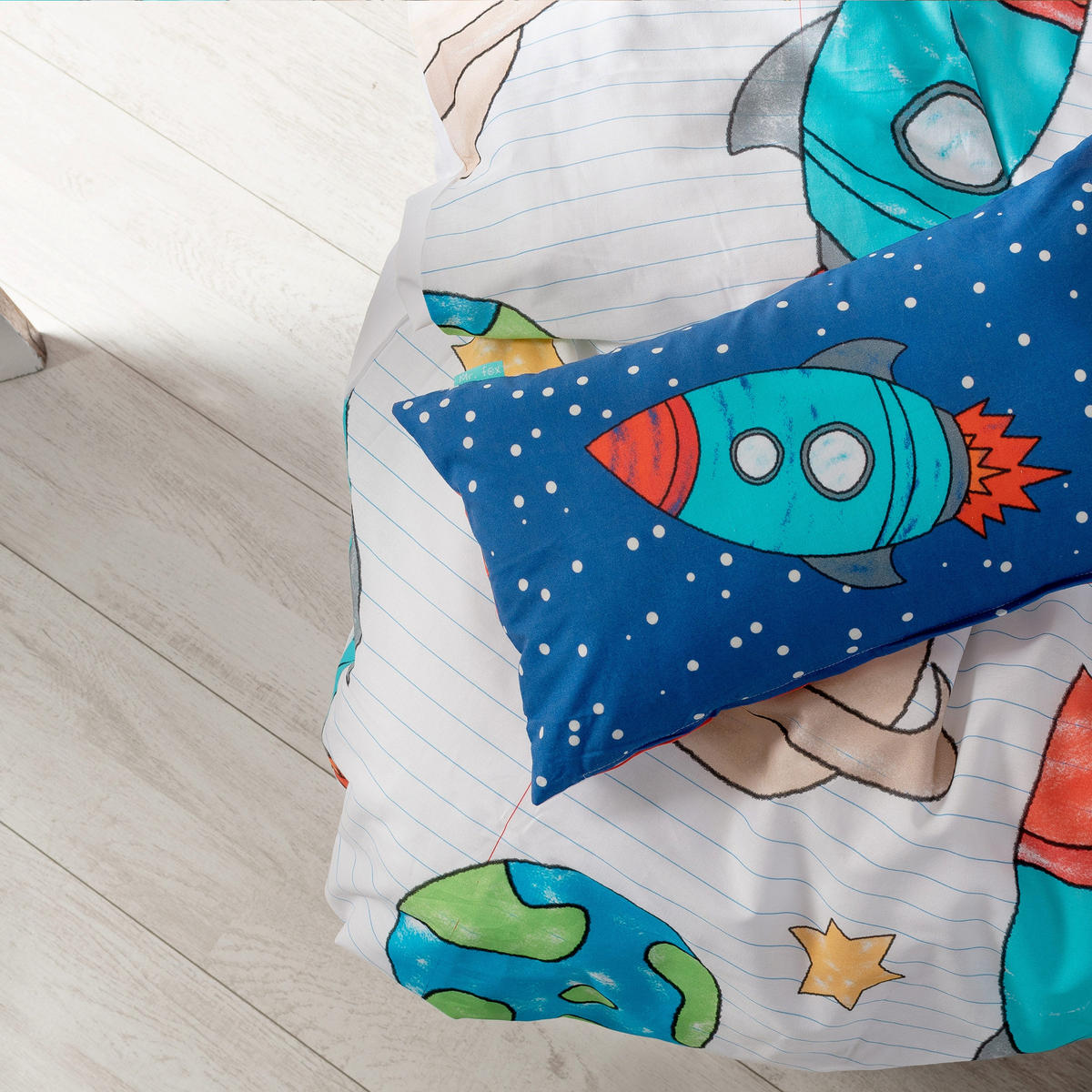 BETTBEZUG 2er-Set teiliges space rocket 135/140x200 cm (standardgrösse) mehrfarbig - Multicolor, Textil (140/200cm) - Happy Friday