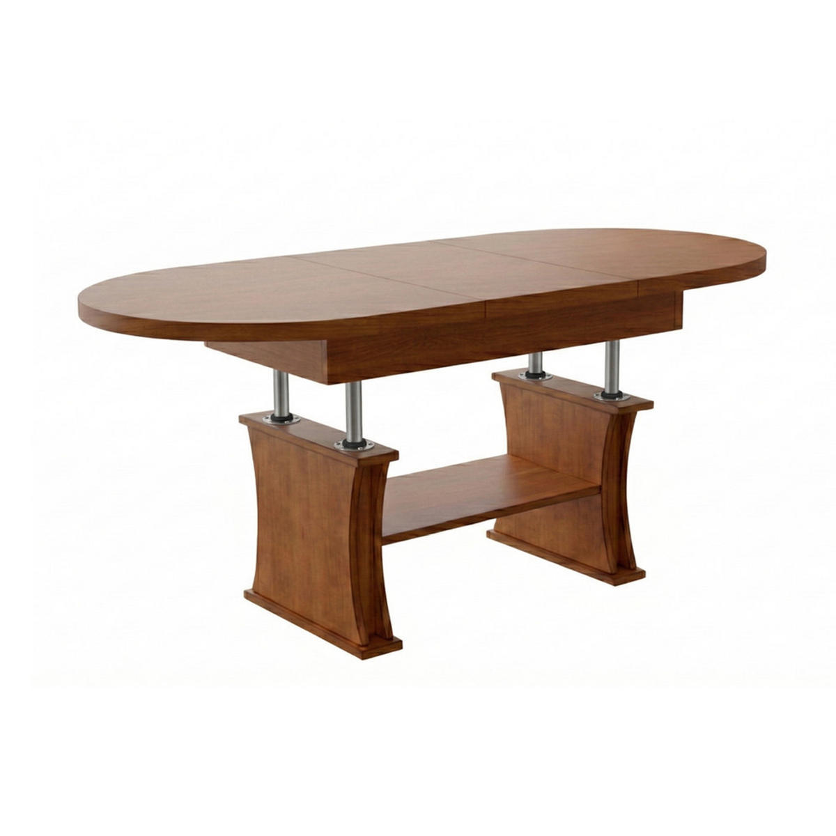 COUCHTISCH oval ausziehbar höhenverstellbar Ablage 130/80/60 cm - Kirschbaumfarben, Holzwerkstoff (80/130/60cm) - designimpex