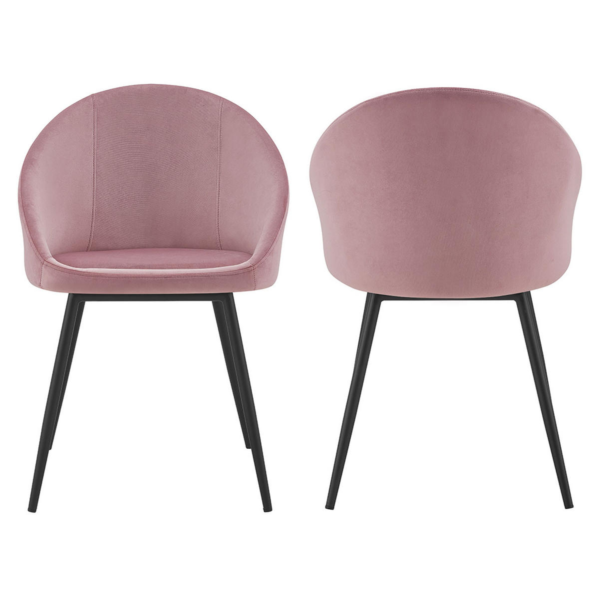 STÜHLE Diane Rosa 2er-Set - Rosa, Textil (53/81/54cm) - Happy Garden