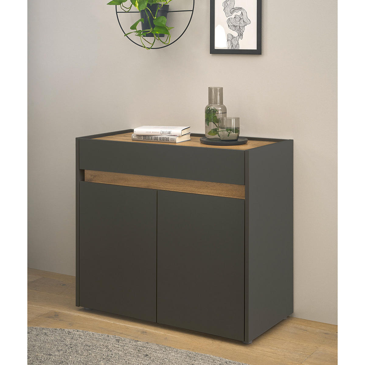 KOMMODE Crisp-61 - Anthrazit, Holzwerkstoff (80/70/40cm) - Lomado