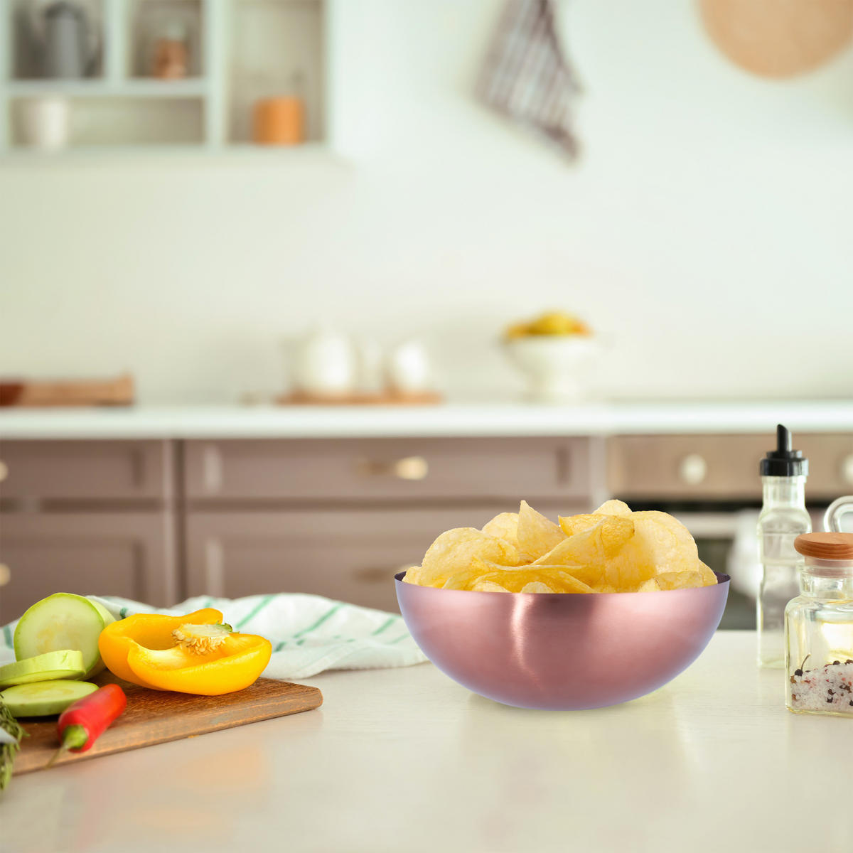 SALATSCHÜSSEL - Kupferfarben, Metall (23.5/23.5/9cm) - Relaxdays