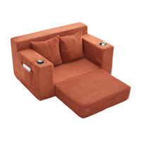1,5-SITZER ausklappbar, Getränkehalter/Seitentasche, Cord, Orange - Orange, Textil (133/64/87cm) - LVHOM