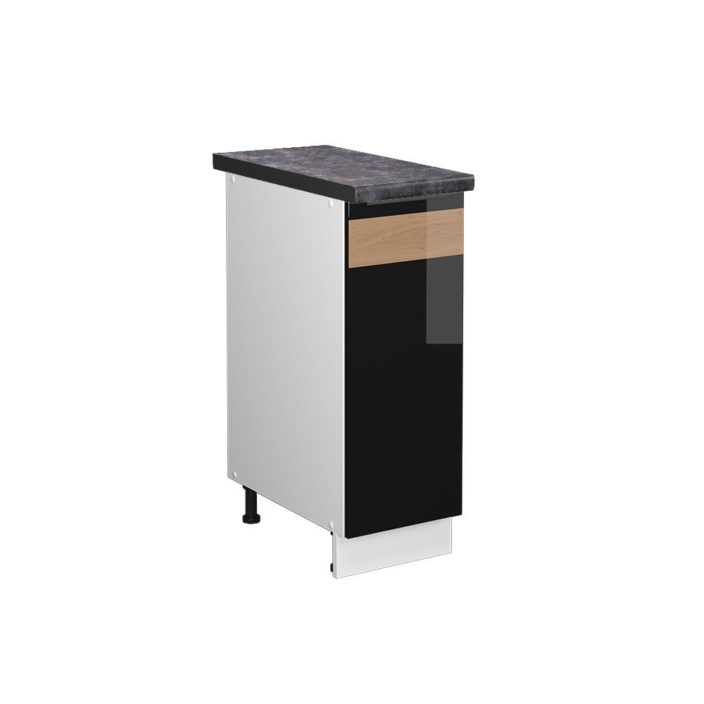 APOTHEKERUNTERSCHRANK Fame-Line Schwarz Eiche hochglanz 30 cm, AP Anthrazit - Schwarz Hochglanz/Schwarz, Holzwerkstoff (30/82/60cm) - Vicco