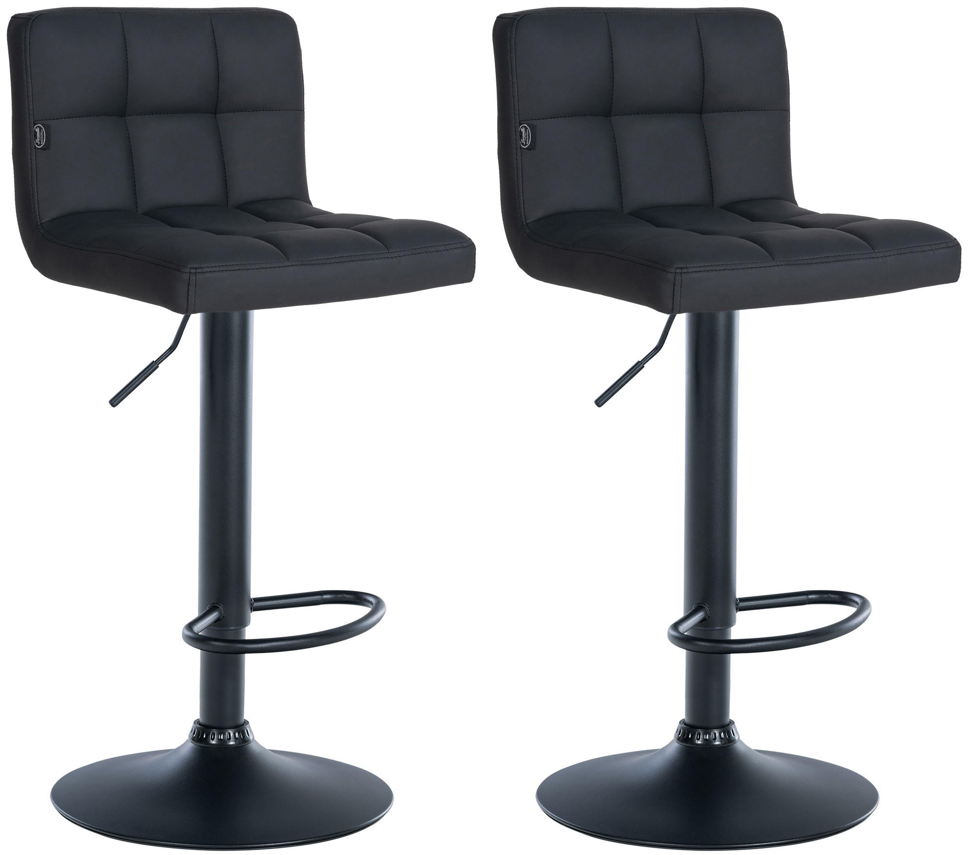 BARHOCKER 2er Set Lederlook schwarz - Schwarz, Textil/Metall (40/85/40cm) - CLP