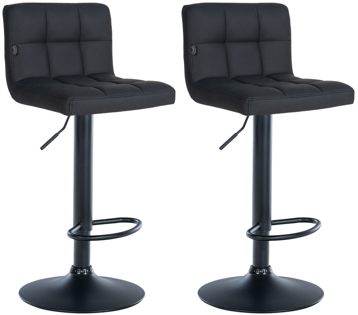 BARHOCKER 2er Set Lederlook schwarz - Schwarz, Textil/Metall (40/85/40cm) - CLP