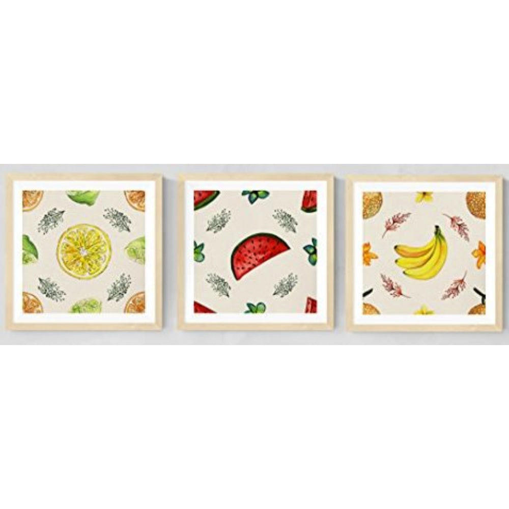 POSTER Set Mit 3 Früchte Collage 25X25cm Rahmenlos - Klar, Papier (25/5/25cm) - Nacnic