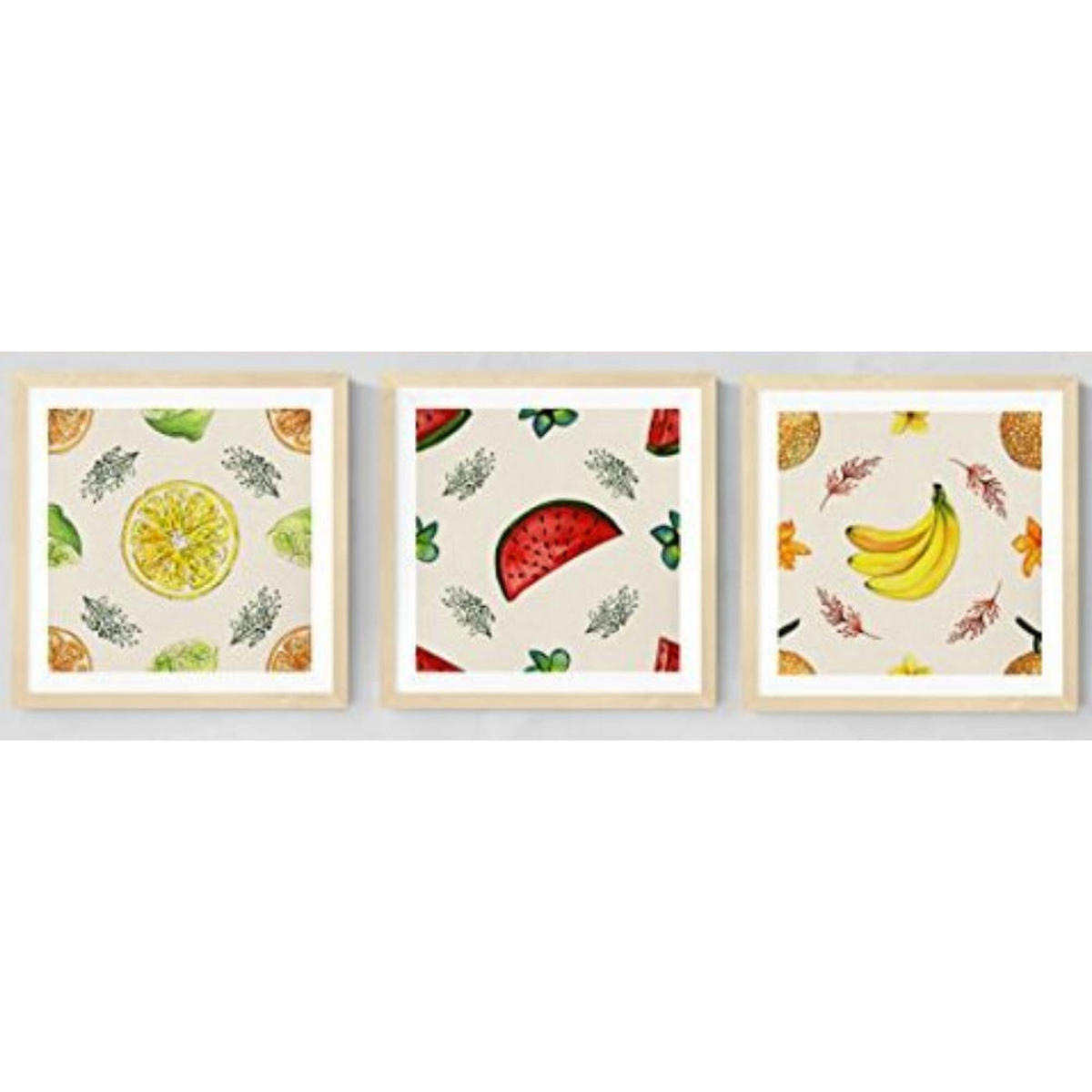 POSTER Set Mit 3 Früchte Collage 25X25cm Rahmenlos - Klar, Papier (25/5/25cm) - Nacnic