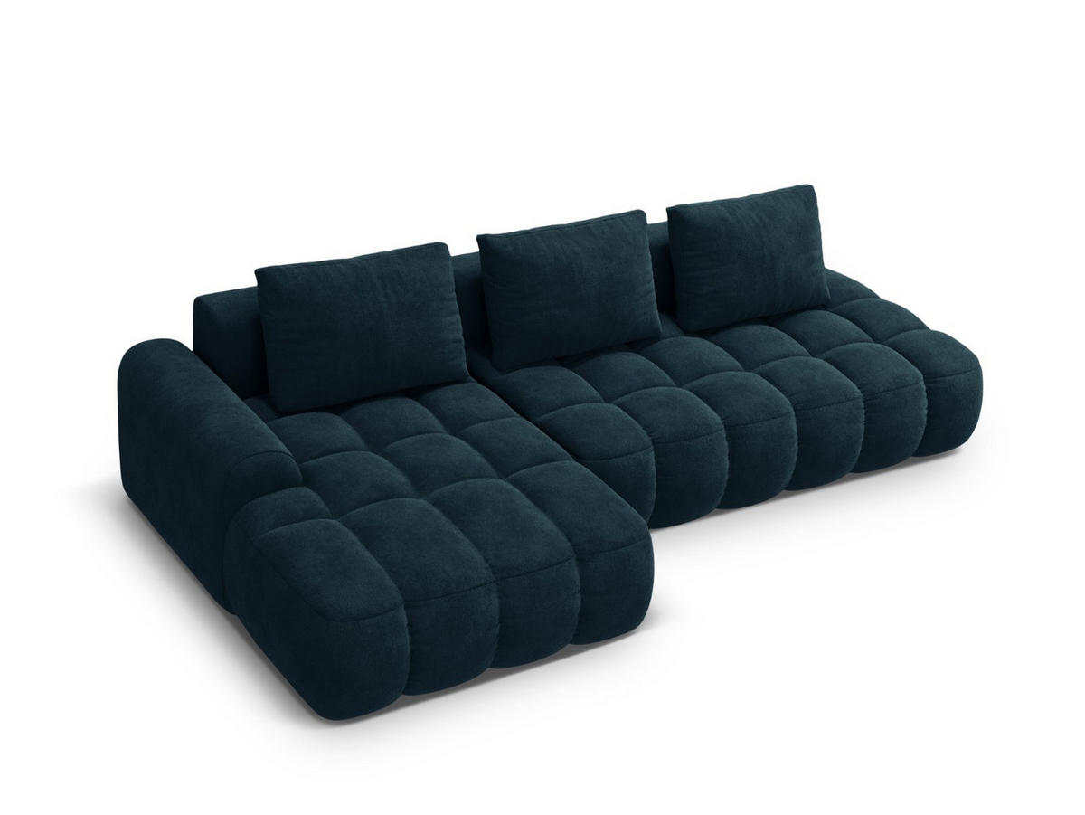 AUSKLAPPBARES-ECKSOFA links mit Container Linz aus Samt petrol 3 Sitzplätze - Petrol, Textil (142/275cm) - Cosmopolitan Design