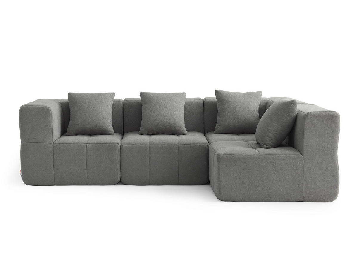 ECKSOFA Bouclé-Stoff Wolkengrau - Grau, Textil (260/175cm) - MILYsofa