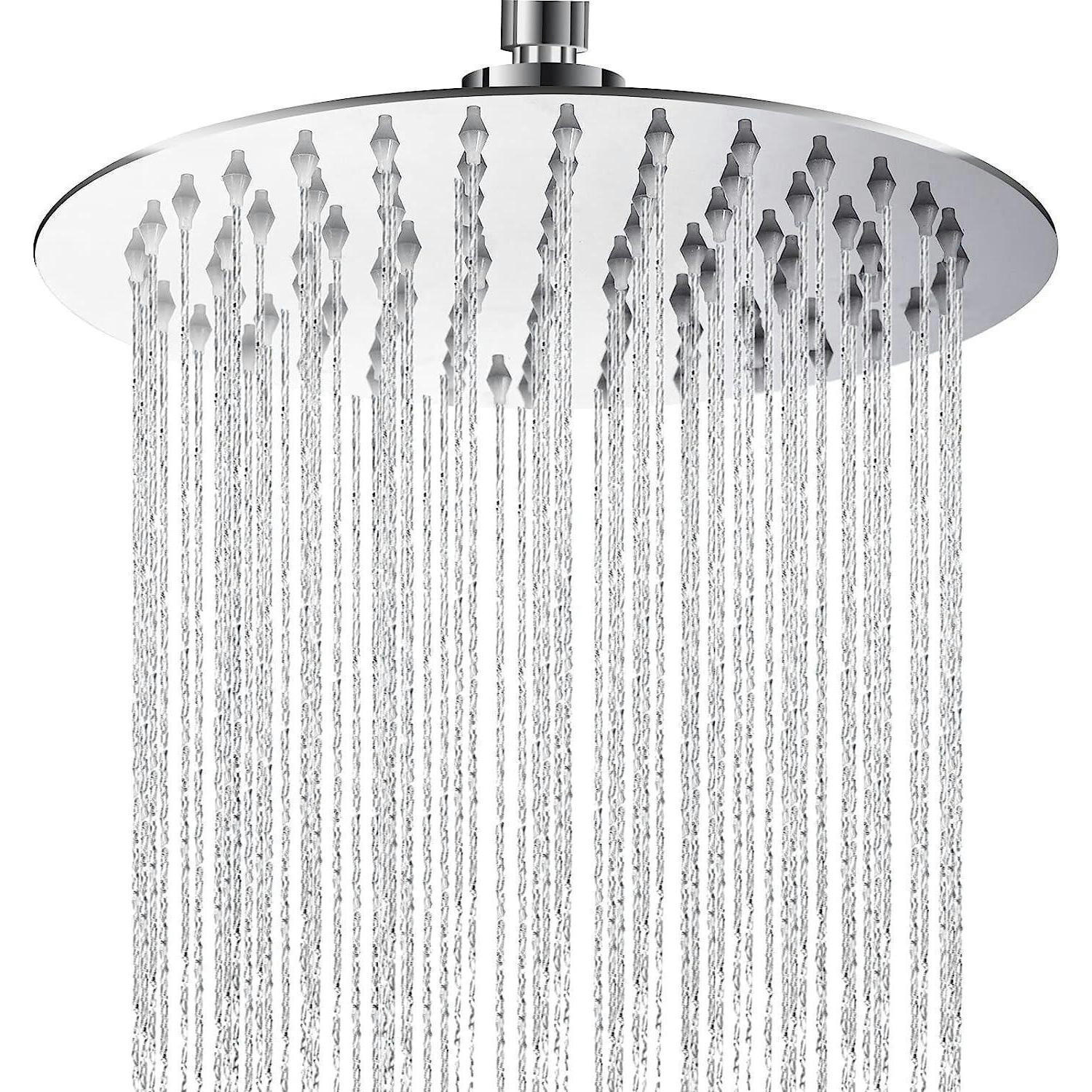 REGENDUSCHE 20 cm Edelstahl Chrom mit Anti-Kalk-Düsen - Silberfarben, Metall (20/12.7/20cm)