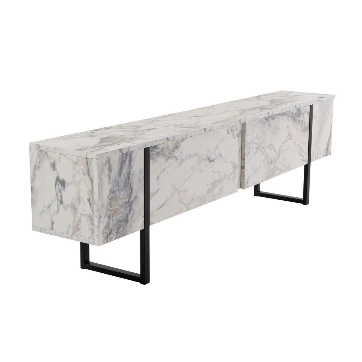 TV-MÖBEL mit 2 klapptüren - serenity 180/29,5/50 cm - Schwarz, Holzwerkstoff (29.5/50/188cm) - Calicosy