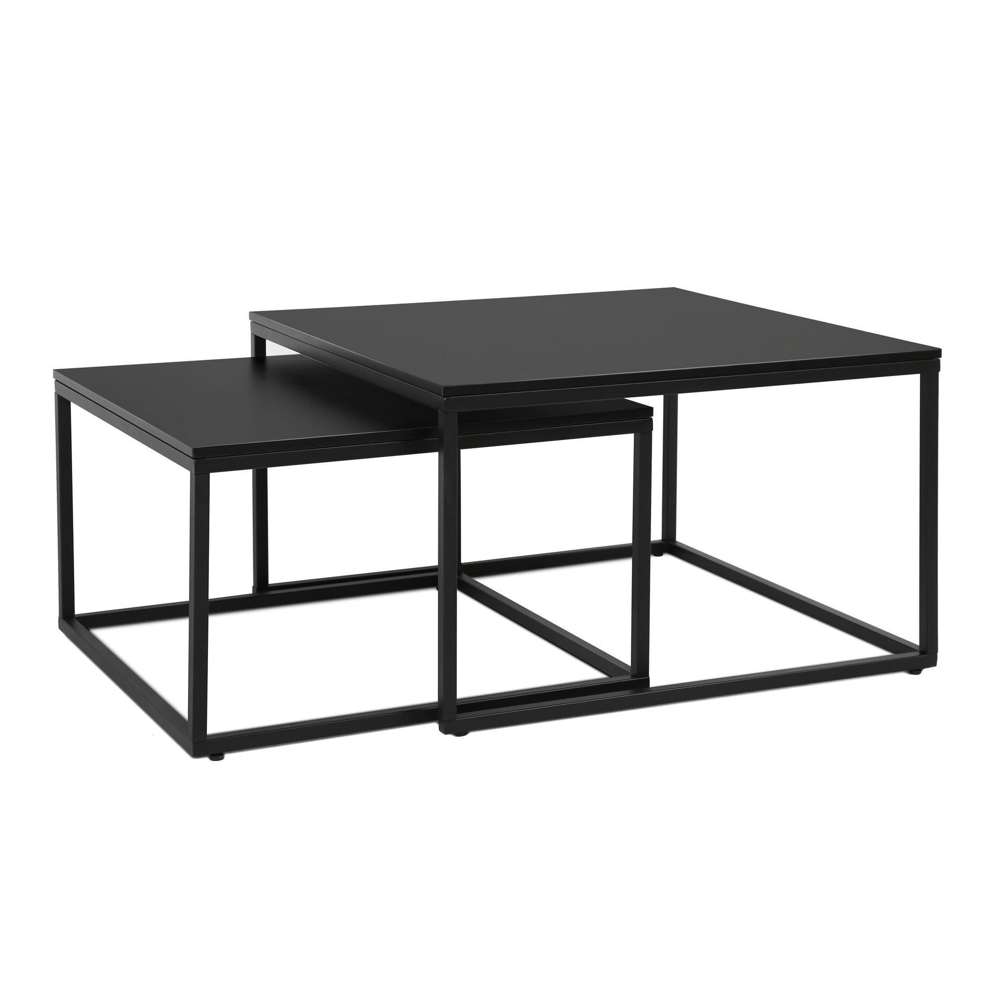 COUCHTISCH 2er Set quadratisch schwarz - Schwarz, Holzwerkstoff (70/70/42cm) - Home Collective