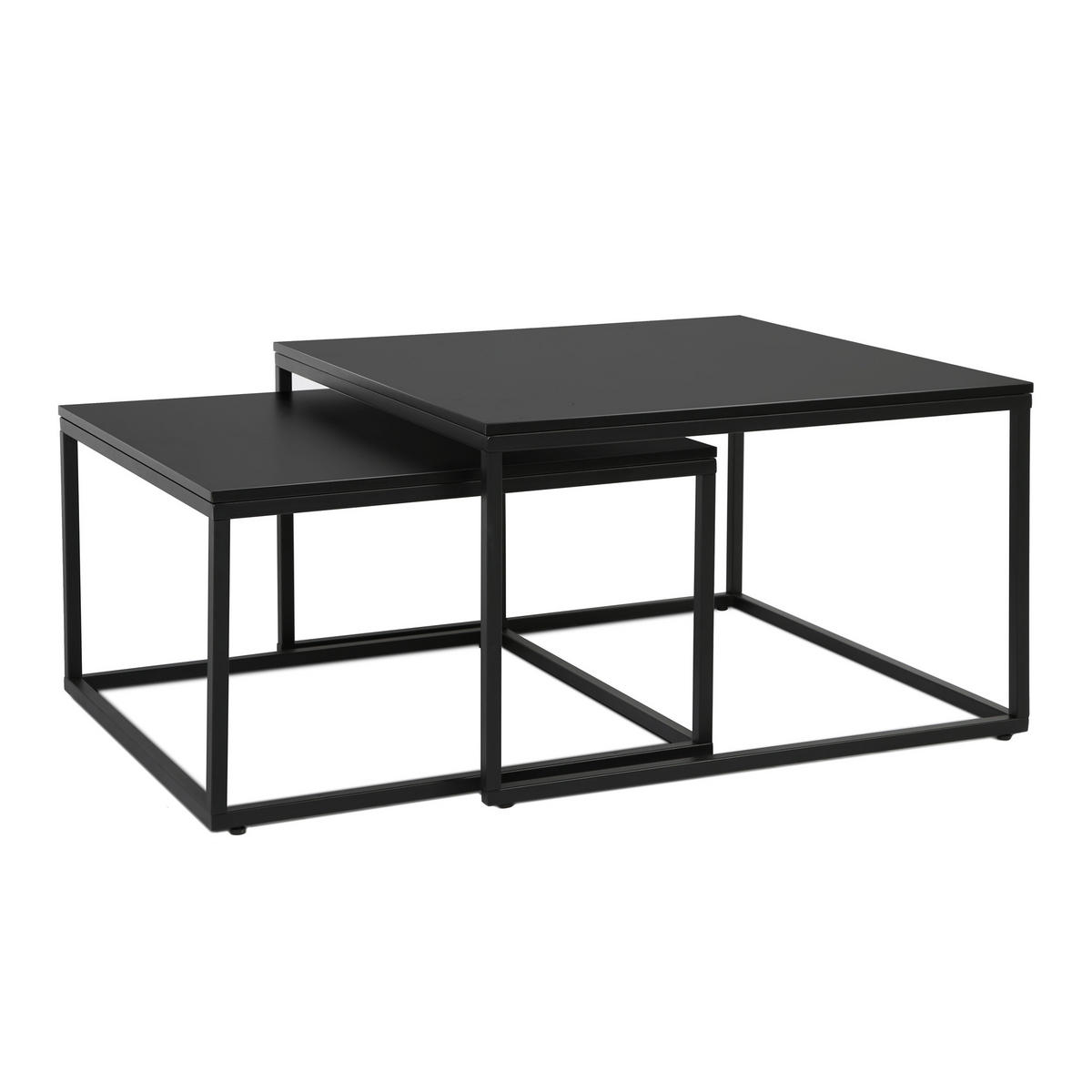 COUCHTISCH 2er Set quadratisch schwarz - Schwarz, Holzwerkstoff (70/70/42cm) - Home Collective
