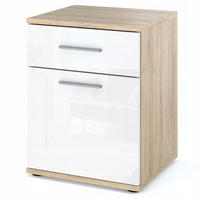 NACHTTISCH – Sonoma Eiche/Weiß Hochglanz - Weiß Hochglanz/Sonoma Eiche, Holz (40/52/40.5cm) - Stiv Meble