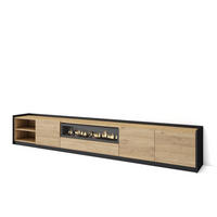 TV-SCHRANK, Lowboard, Eiche Schwarz, Elektrokamin, 310/37/50cm - Eichefarben, Holzwerkstoff (310/50/37cm) - Skraut Home