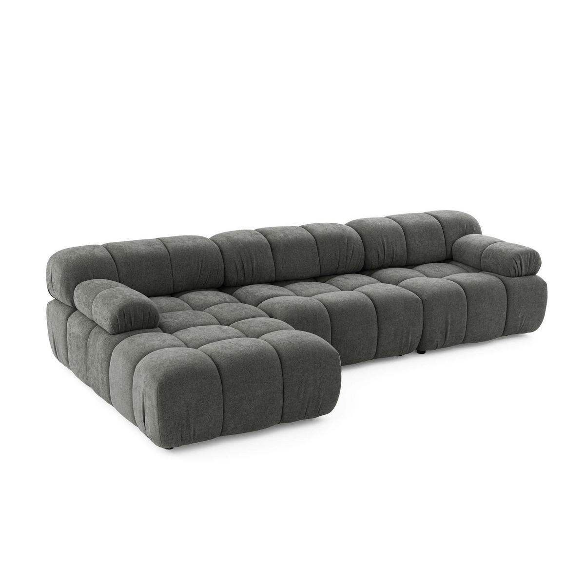 MODULARES Ecksofa MOMENTUM L, Links, Breite 282 cm, strukturierter Stoff, Dunkelgrau - Chromfarben/Dunkelgrau, Holz/Textil (282/155cm) - Muffo