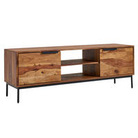 LOWBOARD Massivholz Modern Stil 147x51x38 cm mit zwei Türen - Schwarz/Braun, Holz/Metall (147/51/38cm) - KADIMA DESIGN