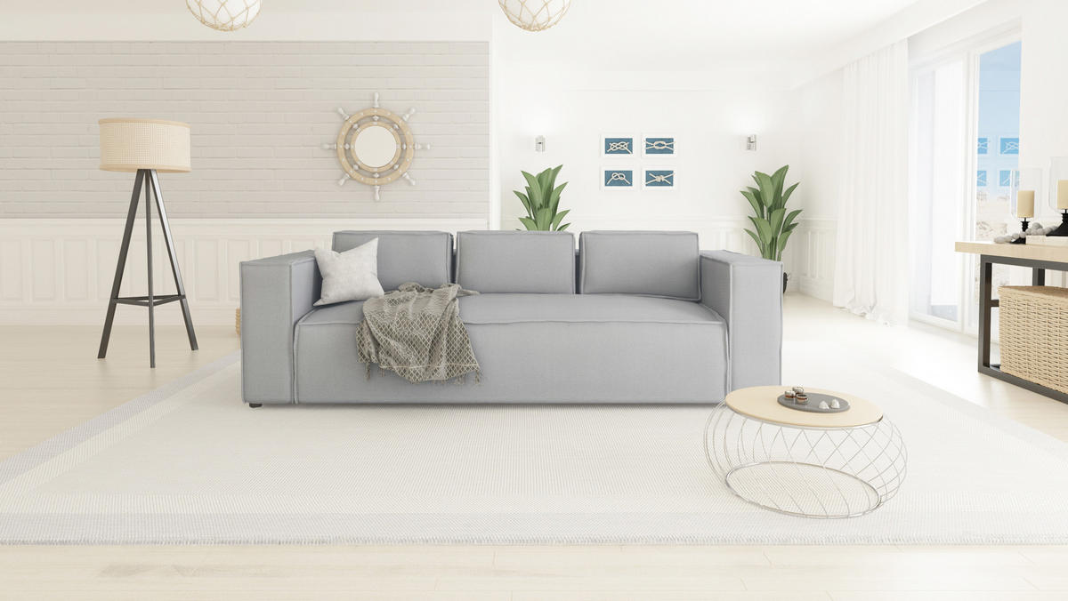 3-SITZER-SOFA Zenith Grau Luxusmicrofaser - Braun/Grau, Holz/Textil (230/64/92cm) - S-Style Möbel