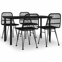 GARTEN-ESSGRUPPE 5-TLG. Schwarz Poly Rattan - Schwarz, Kunststoff - vidaXL