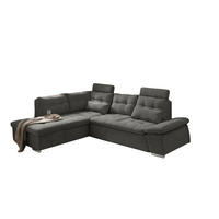 ECKSOFA mit Schlaffunktion, Bettkasten und verstellbarer Armlehne - Chromfarben/Grau, Textil (260/219cm) - ed exciting design