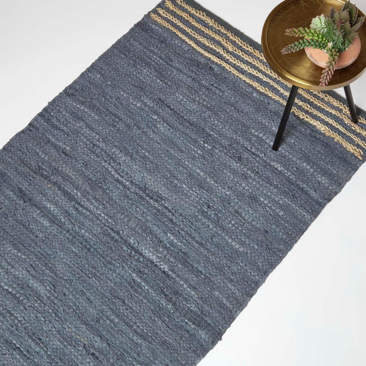 FLICKENTEPPICH aus Recycling-Leder 160/230 cm - Grau, Leder (160/230cm) - Homescapes