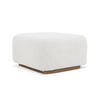 POUF Bouclé Stoff Weiß - Weiß/Braun, Holz/Textil (83/95/41cm) - Makamii