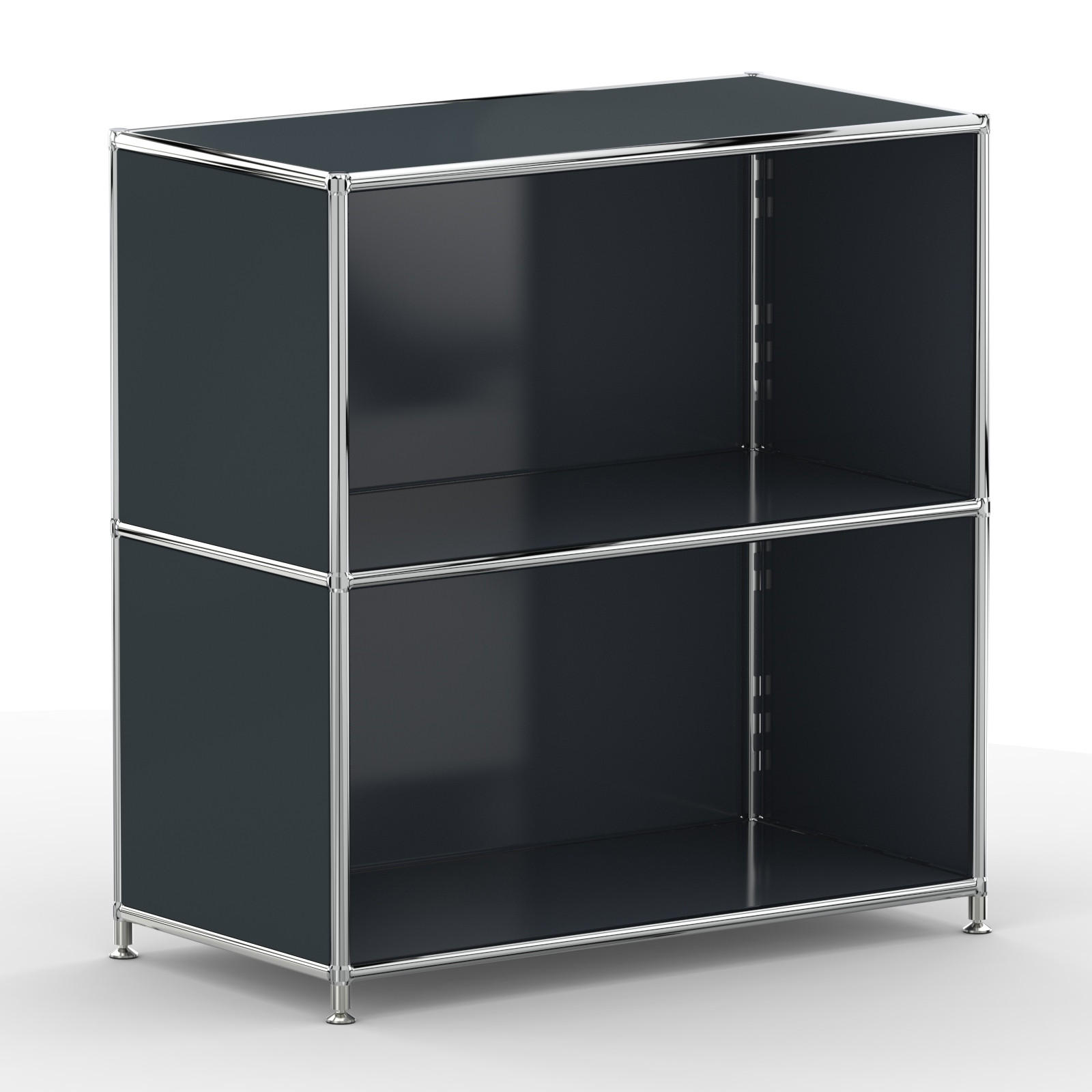 AKTENSCHRANK Büro, 2 offene Fächer, Breite 77 cm, Anthrazitgrau - Chromfarben/Grau, Metall (40/80.5/77.2cm) - Versee