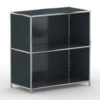 AKTENSCHRANK Büro, 2 offene Fächer, Breite 77 cm, Anthrazitgrau - Chromfarben/Grau, Metall (40/80.5/77.2cm) - Versee