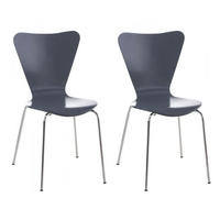 BESUCHERSTUHL 2er Set Holz grau - Grau, Holz/Metall (45/85/49cm) - CLP