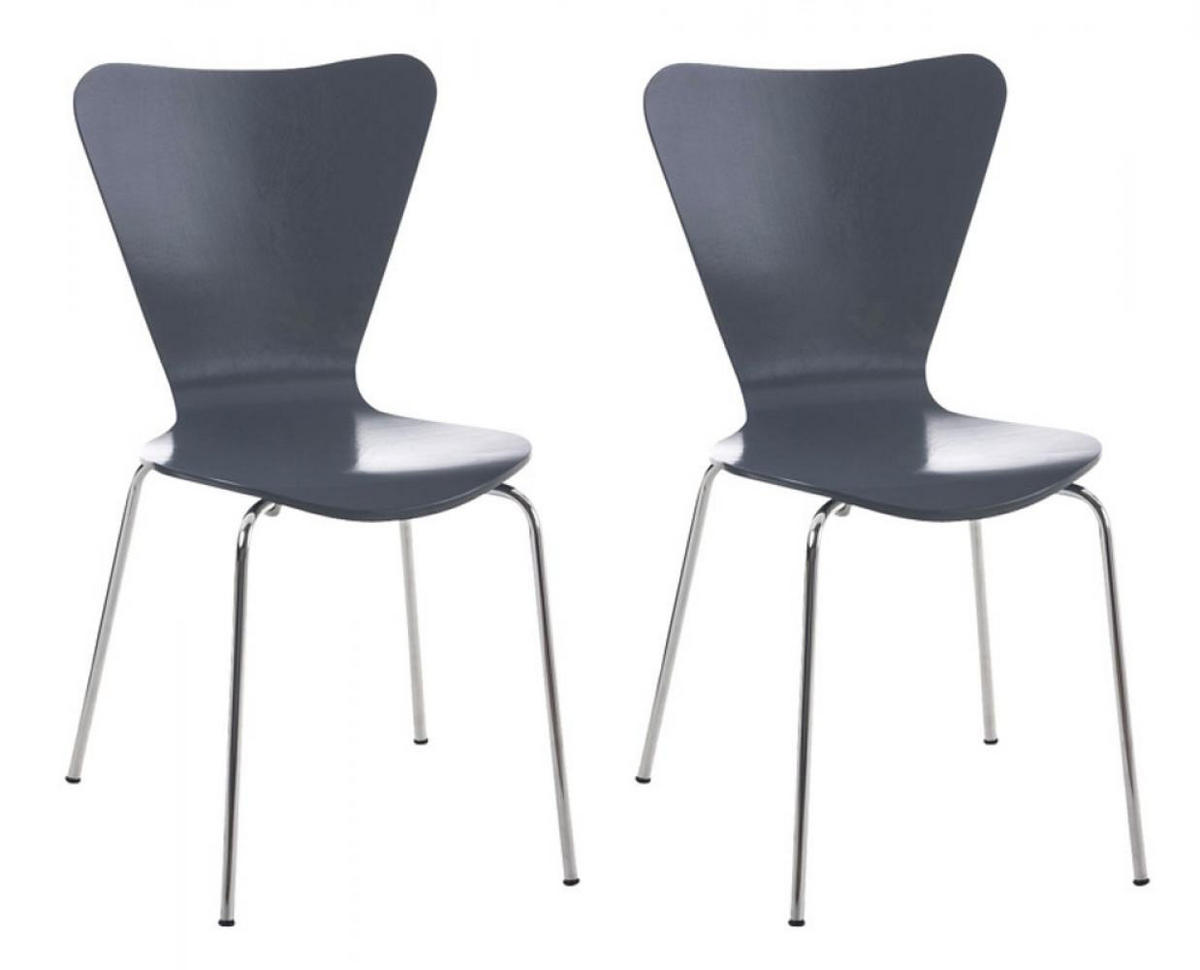 BESUCHERSTUHL 2er Set Holz grau - Grau, Holz/Metall (45/85/49cm) - CLP