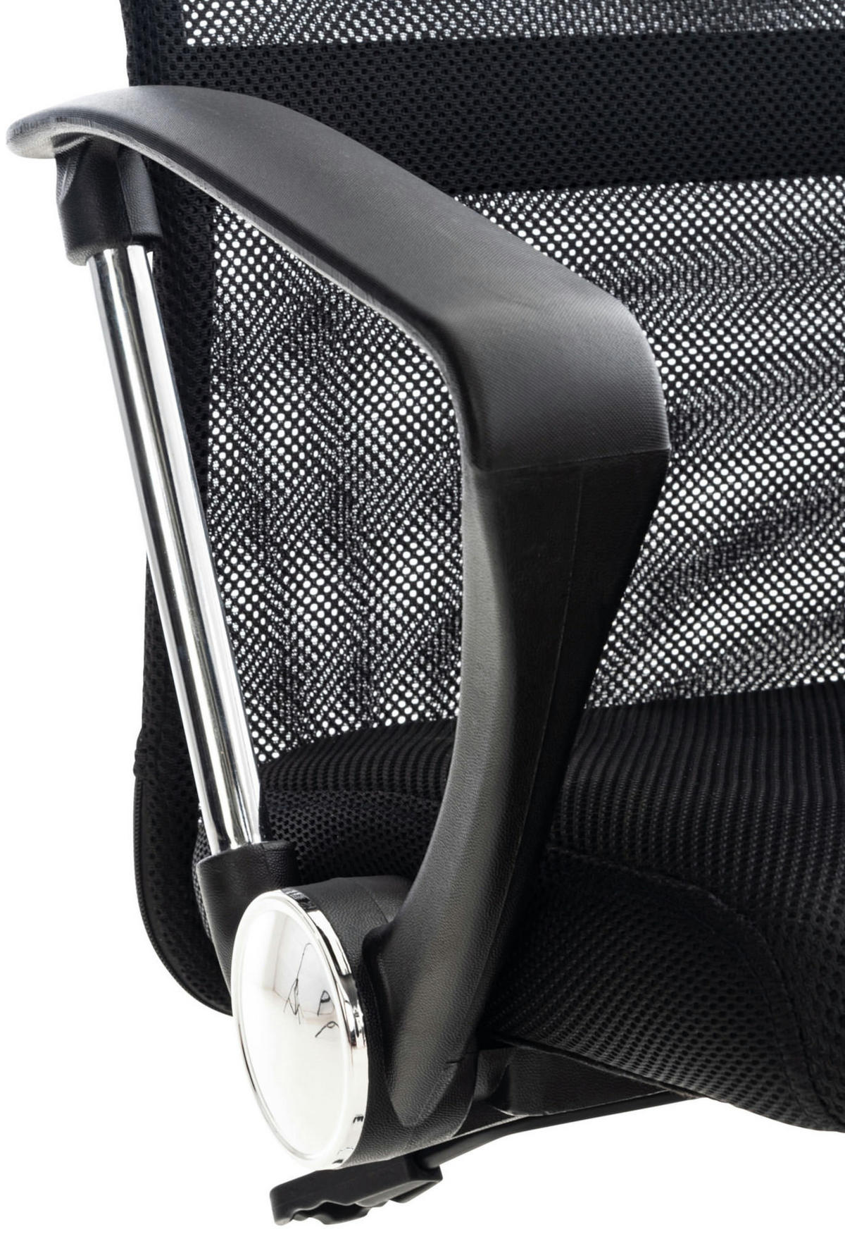 CHEFSESSEL Lederlook schwarz - Chromfarben/Schwarz, Textil/Metall (60/110/53cm) - CLP