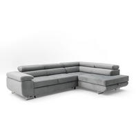 ECKSOFA WILD L Rechts Grau - Chromfarben/Grau, Holz/Textil (274/203cm) - Muffo