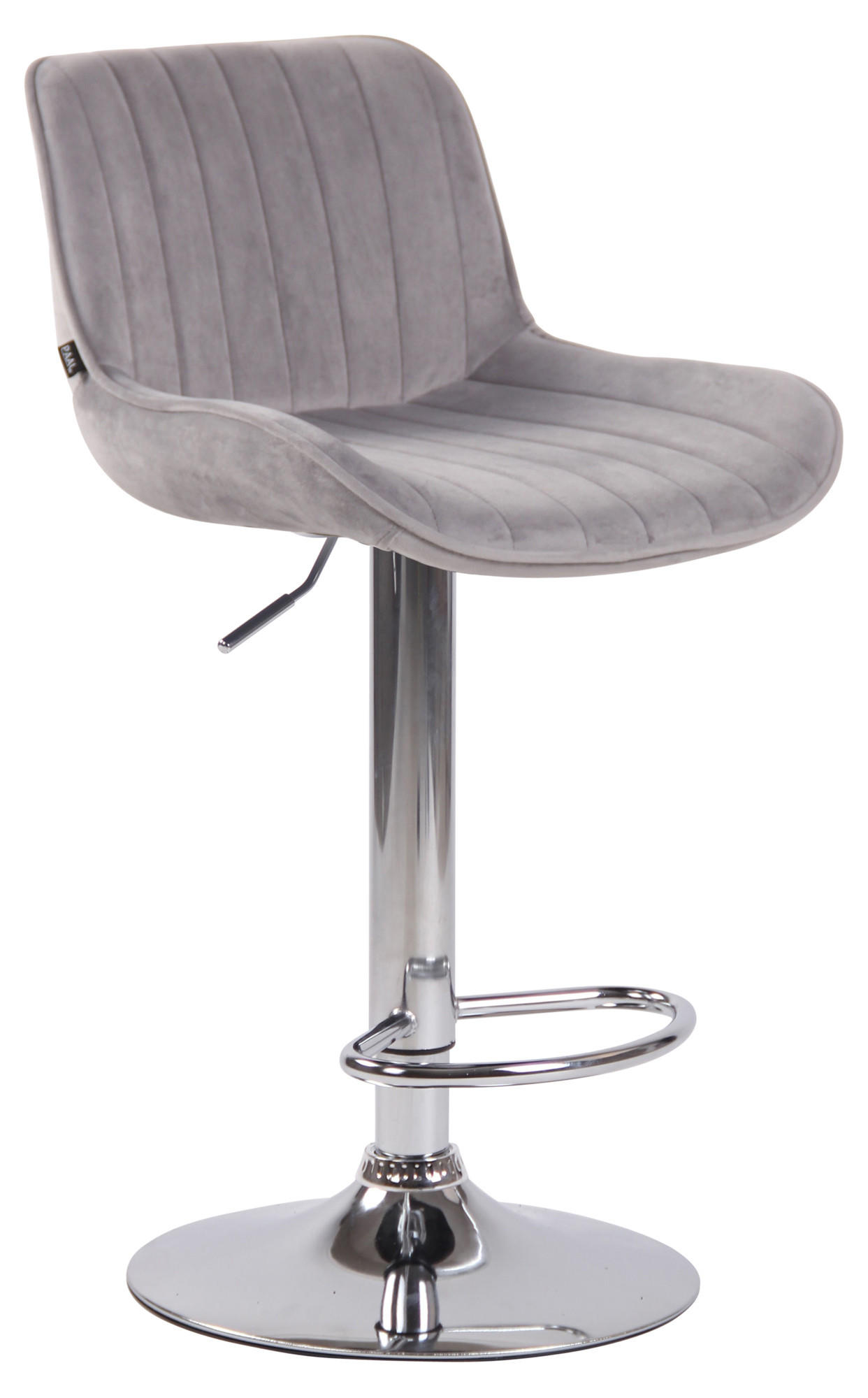 BARHOCKER Samt grau - Chromfarben/Grau, Textil/Metall (50/86/50cm) - CLP